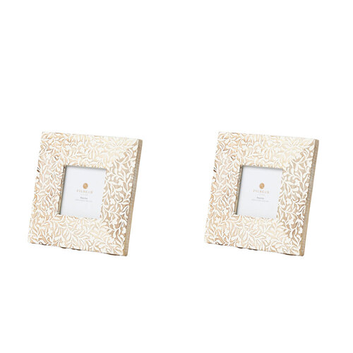 2PK Pilbeam Living Ambretta Wooden 4x4'' Photo Frame Home Decor - White Wash