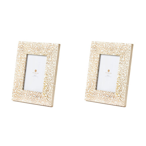 2PK Pilbeam Living Ambretta Wooden 5x7'' Photo Frame Home Decor - White Wash