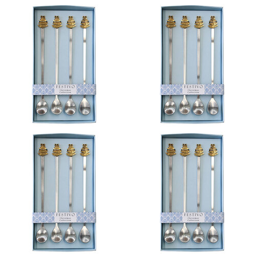 4PK 4pc LVD Metal Long Spoon Christmas Home/Kitchen Decor 22.5cm
