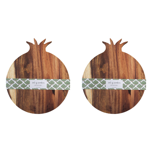 2PK LVD Acacia Pomegranate Board Home Kitchen Serveware/Tableware
