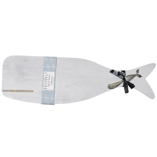 LVD Acacia Wood Whale Serving Board w/ Spreader 19x60cm