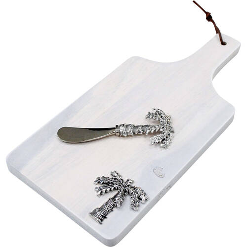 LVD Acacia Wood Board w/ Spreader Set 15x32x1.6cm White Washed Palm