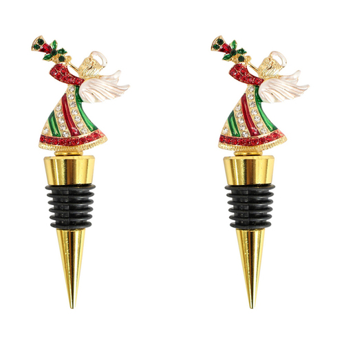 2PK LVD Metal 14cm Bottle Stopper Christmas Drink Cork Ornament