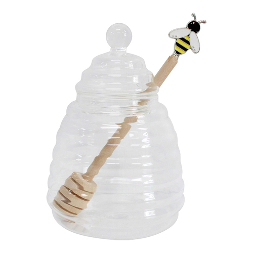 LVD Glass 16cm Honey Pot w/ Dipper/Drizzler Container - Clear