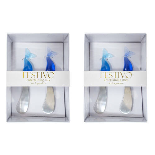 2x 2pc LVD Stainless Steel Glass Spreader Charcuterie Cutlery Set 17cm Whale