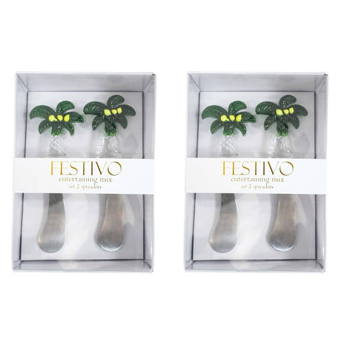 2x 2pc LVD Stainless Steel Glass Spreader Charcuterie Cutlery Set 17cm Palm