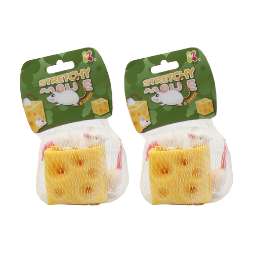 2PK Fumfings Novelty Stretchy Mouse & Cheese 7cm
