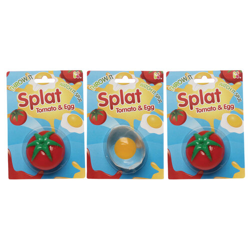 3PK Fumfings Novelty Tomato & Egg Splat Ball 15cm - Assorted