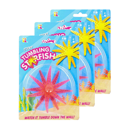 3PK Fumfings Novelty Sticky Tumbling Starfish 18cm - Assorted