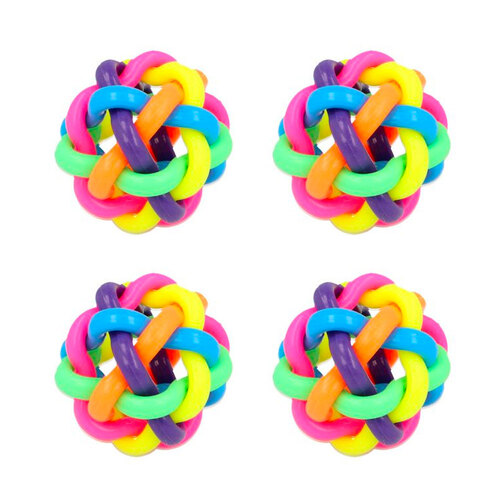 4x Fumfings 7cm Tangle Rainbow Bouncy Balls Kids Toy 3y+
