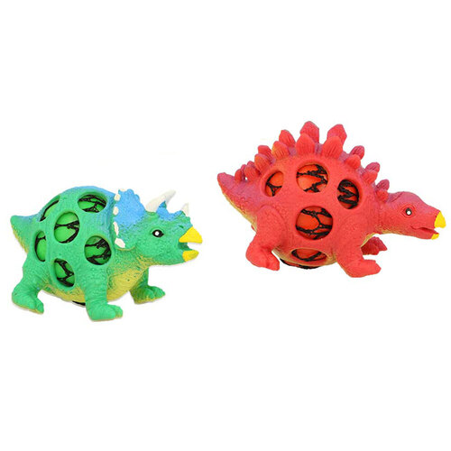 2PK Fumfings Novelty Squeezy Mesh Dinosaurs 9cm - Assorted