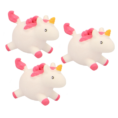 3PK Fumfings Novelty Squeezy Unicorn Keyrings 5cm - Assorted