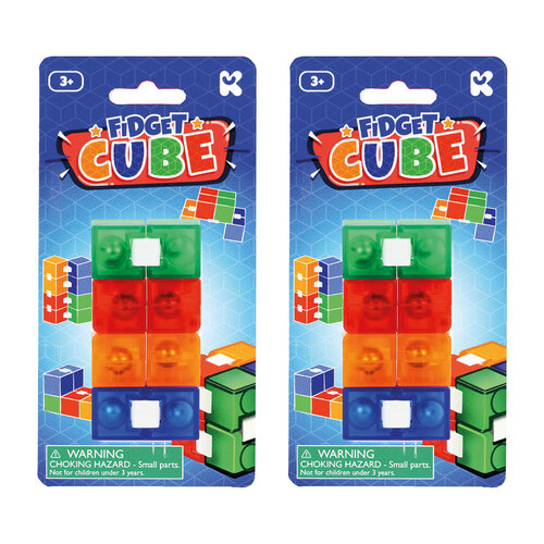 2x Fumfings 14cm Coloured Fidget Cube Kids 3y+ Fun Toy