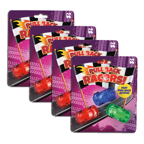 4x 3pc Fumfings 16cm Pullback Racers Car Vehicle Kids 3y+ Toy