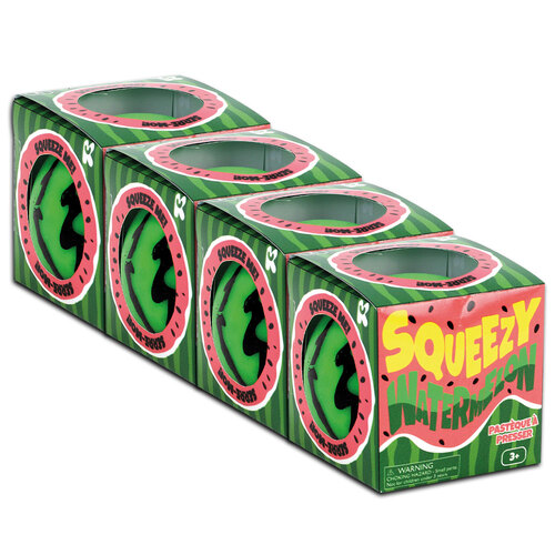 4x Fumfings 9cm Squeezy Bead Watermelon Fruit Squishy 3y+ Toy