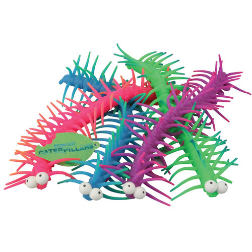 3PK Fumfings Novelty Stretchy Caterpillars 24cm - Assorted
