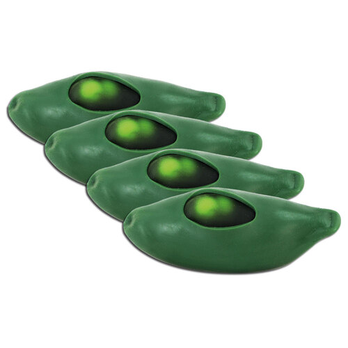 4x Fumfings 12cm Squeezy Peas in Pod Kids 3y+ Toy- Green