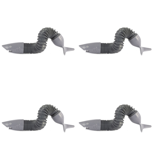 4PK Pocket Money Fun 19cm Poptube Shark Play Toy - Grey