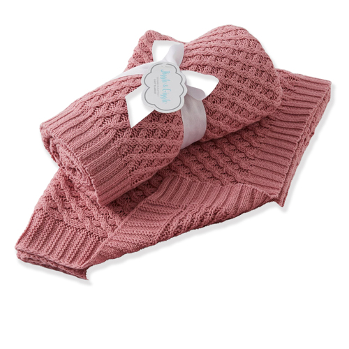 Nordic Kids Baby Basket Weave Cot Pram Knit 100cm Blanket - Blush