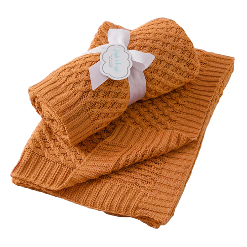 Nordic Kids Baby Basket Weave Cot Pram Knit 100cm Blanket - Biscuit