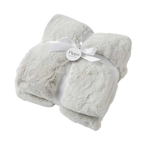 Pippa by Pilbeam Living Faux Fur Throw Blanket - Grey