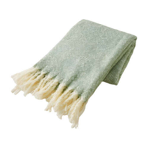 Pilbeam Living Herringbone Throw Home Decor 127x152cm Sage