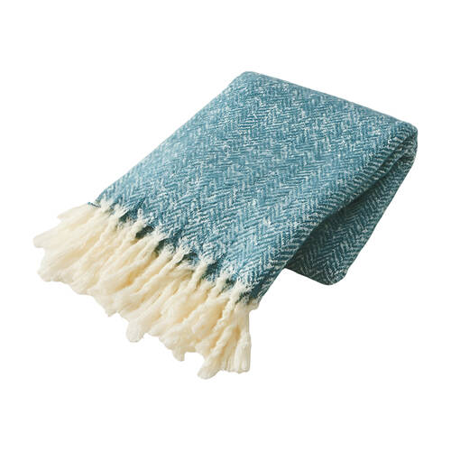 Pilbeam Living Herringbone Throw Home Decor 127x152cm Teal