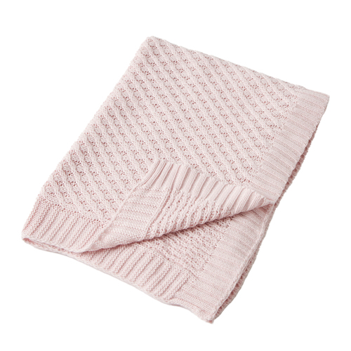 Jiggle & Giggle Cotton Basket Weave Knit Baby Blanket - Pink