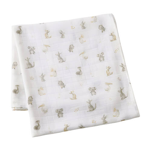 Jiggle & Giggle Toddler Muslin Wrap 100% Cotton Little Aussie Critters