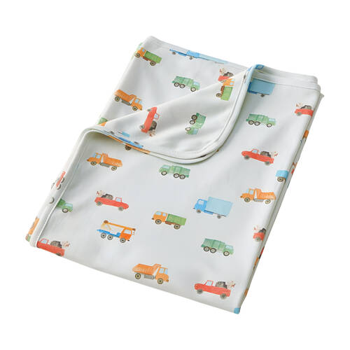 Jiggle & Giggle Toddler Trucking Along Jersey Wrap 100% Cotton White