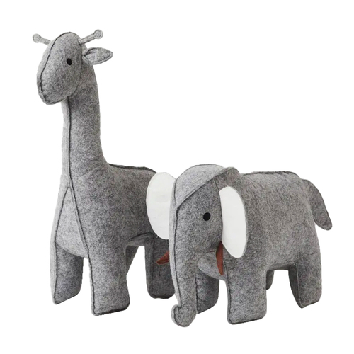 2pc Jiggle & Giggle 38cm George & Millie Felt Bookends - Grey