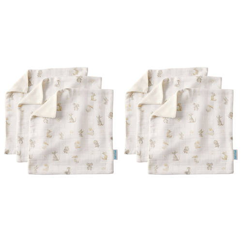 2x 3pc Jiggle & Giggle Toddler Face Washer Cotton Muslin Little Aussie Critter