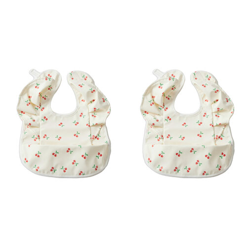 2x Jiggle & Giggle Polyester Cherry Frilled Bib Baby/Infant Drooling/Feeding