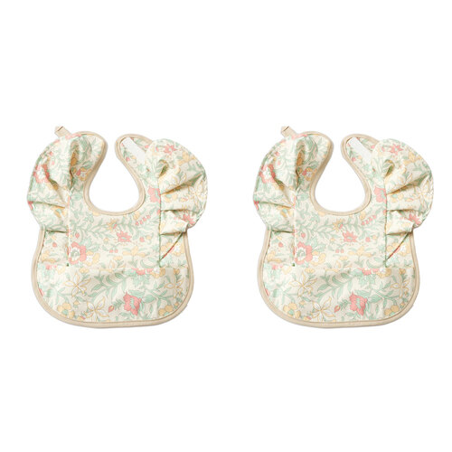 2x Jiggle & Giggle Polyester Spring Garden Frilled Bib Baby/Infant Burp/Feeding
