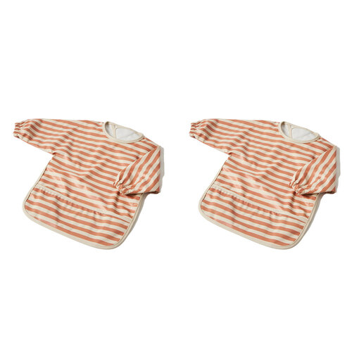 2x Jiggle & Giggle Polyester Stripe Smock Long-Sleeve Baby/Infant Feeding Apron