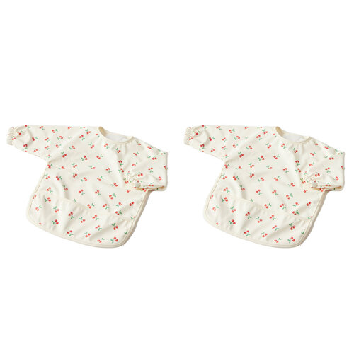 2x Jiggle & Giggle Polyester Cherry Smock Long-Sleeve Baby/Infant Feeding Apron