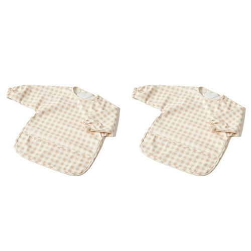 2x Jiggle & Giggle Polyester Gingham Smock Long-Sleeve Baby/Infant Feeding Apron