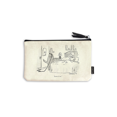The New Yorker Cotton Canvas Zippered Pouch 25x16cm White - Leave It On