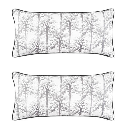2PK Bianca Myrtleford Rectangular Lumbar Cotton Sateen Cushion 30x60cm Grey