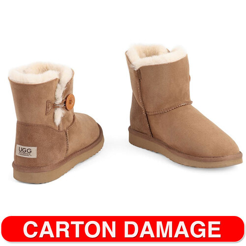 Outback Size US 7M/8W Ugg Boots Button Unisex Double Face Sheepskin Chestnut