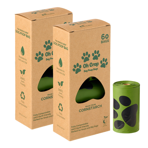 2x 60pc Oh Crap Compostable/Biodegradable Dog Poop Bags 23 x 33cm