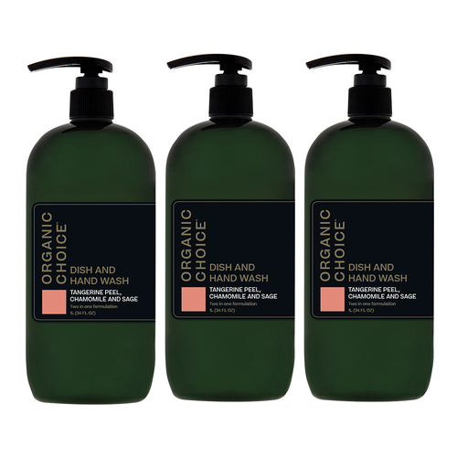 3 x Organic Choice Dish & Hand Wash 1 Ltr - Tangerine Peel, Chamomile & Sage