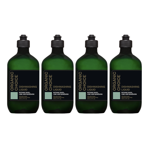 4 x Organic Choice Dishwash Liquid 500ml - Basil, Lime & Mandarin