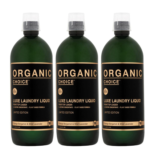 3 x Organic Choice 1L Luxe Laundry Liquid Bergamot & Lavender