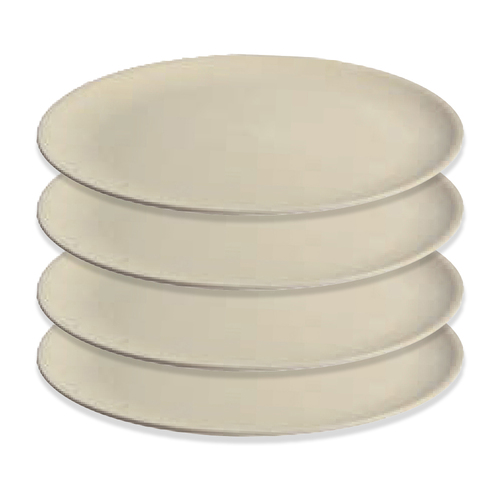 4PK Oztrail Round 21.5cm Bamboo Plate Dish Camping Tableware - White