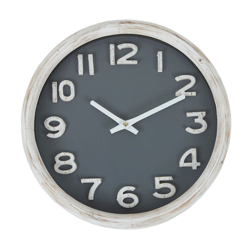 Coast To Coast Home 33cm Cedricka Wooden Frame Clock White/Grey