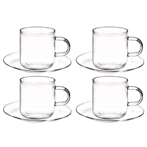 4pc Coffee Culture Odin 90ml Glass Espresso Cups & Saucers Set - Clear