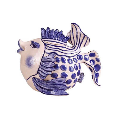 Delft Fish Novelty Collectable Ceramic Themed Teapot 24cm