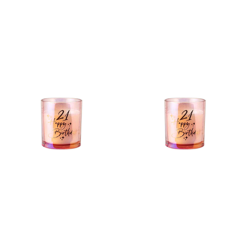 2PK 21st Rose Gold Chrome Candle Vanilla Scented 45hr Burntime Gift Set