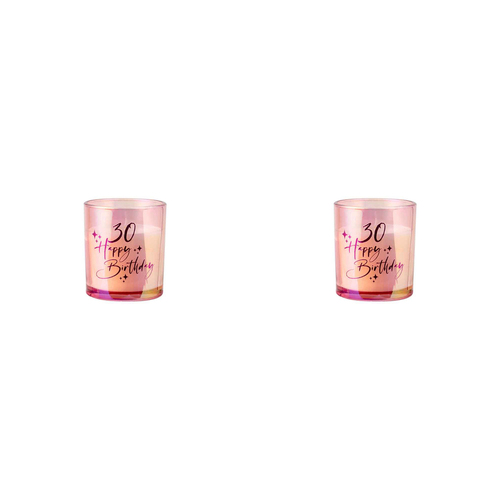 2PK 30th Pink Chrome Candle Vanilla Scented 45hr Burntime Gift Set